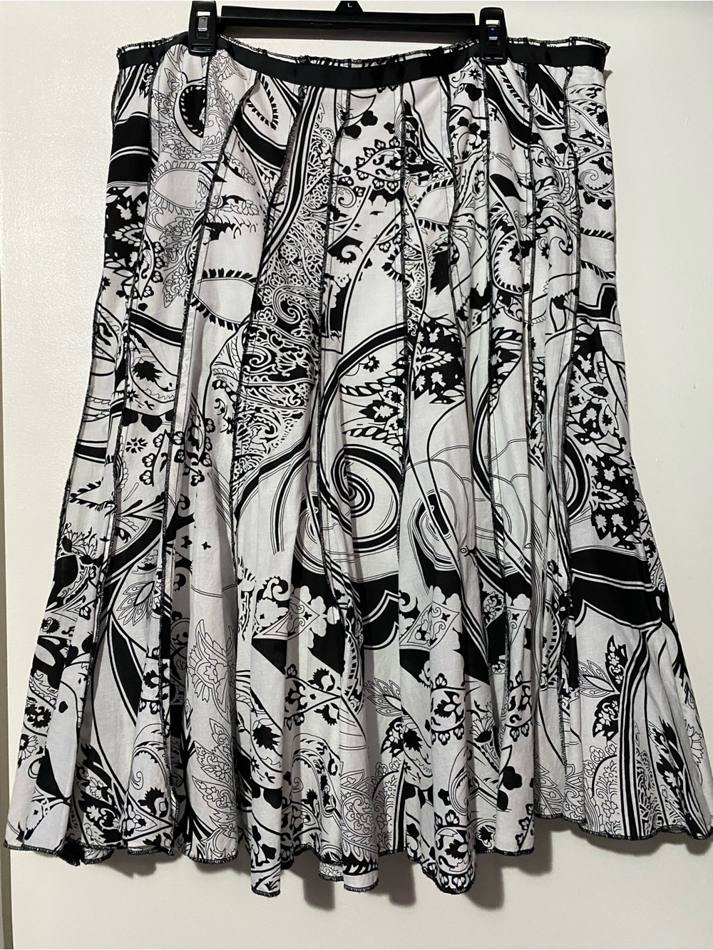 Black & White Paisley A-Line Skirt